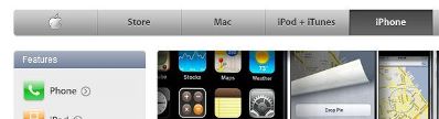 screenshot of primary navigation on apple.com